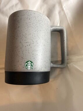Starbucks Speckled Gray Ceramic Travel Mug with Black Base